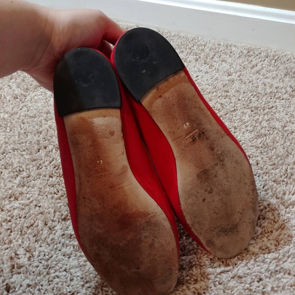 Gucci Red Leather Embossed Logo Ballet Flats Sz 39 - Picture 8 of 8